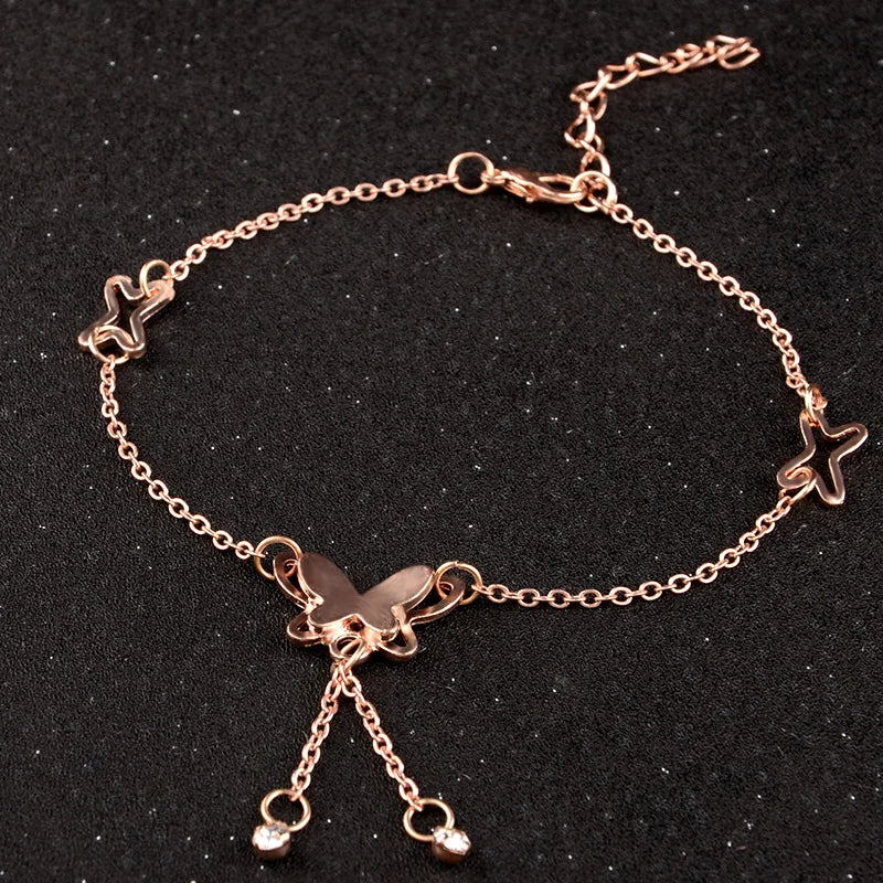 Sparkling Butterfly Pendant Anklet ✨
