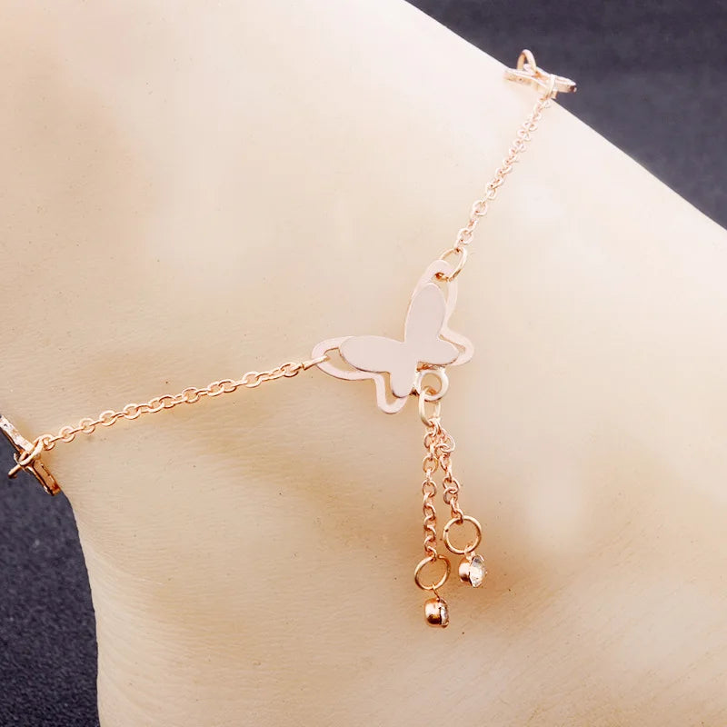 Sparkling Butterfly Pendant Anklet ✨